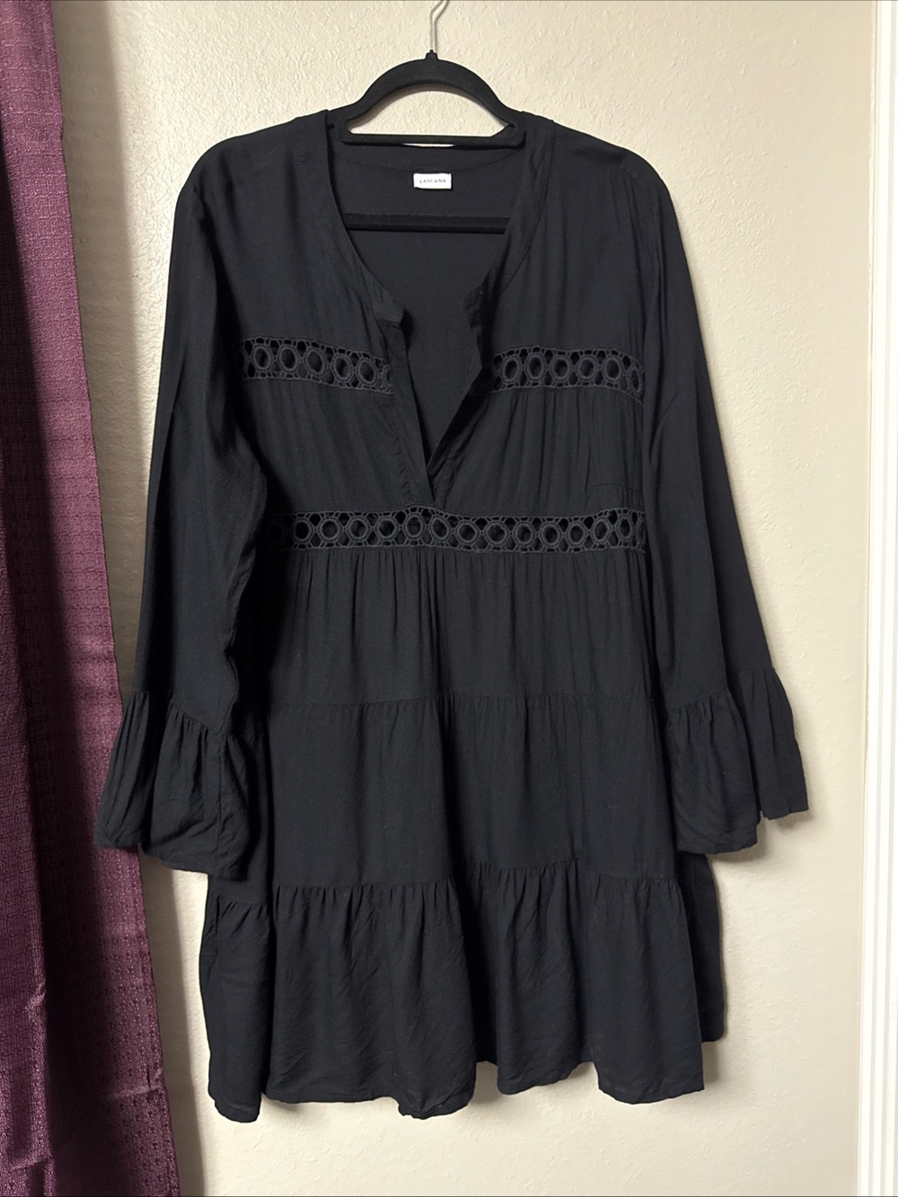 #858 Lascana Black Cut Out Boho Dress Size 16/18